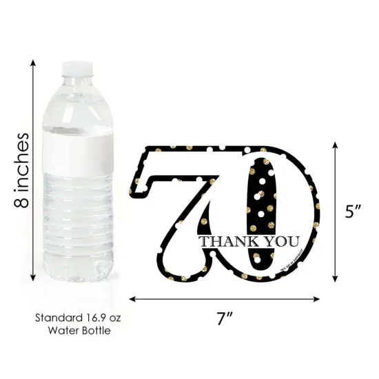 Big Dot of Happiness Adult 70th Birthday - Gold - Shaped Thank You Cards - Birthday Party Thank You Note Cards with Envelopes - Set of 12 {7}