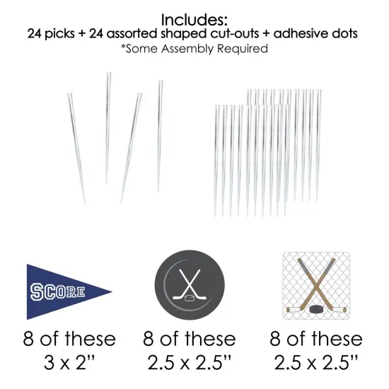 Big Dot of Happiness Shoots and Scores - Hockey - Dessert Cupcake Toppers - Baby Shower or Birthday Party Clear Treat Picks - Set of 24 {7}