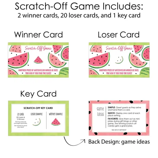 Big Dot of Happiness Sweet Watermelon - Fruit Party Game Scratch Off Cards - 22 Count {6}