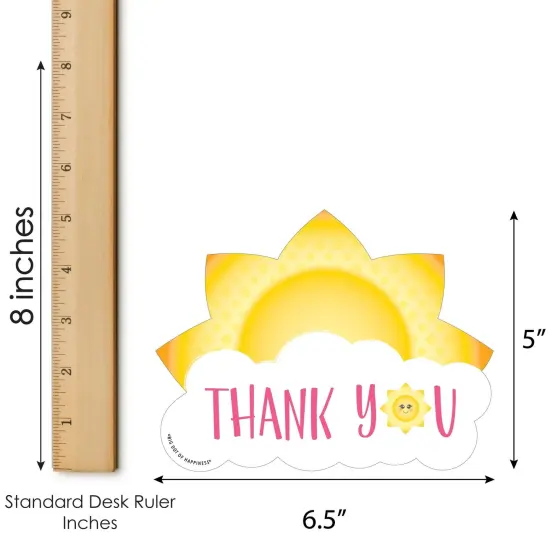 Big Dot of Happiness You Are My Sunshine - Shaped Thank You Cards - Baby Shower or Birthday Party Thank You Note Cards with Envelopes - Set of 12 {7}