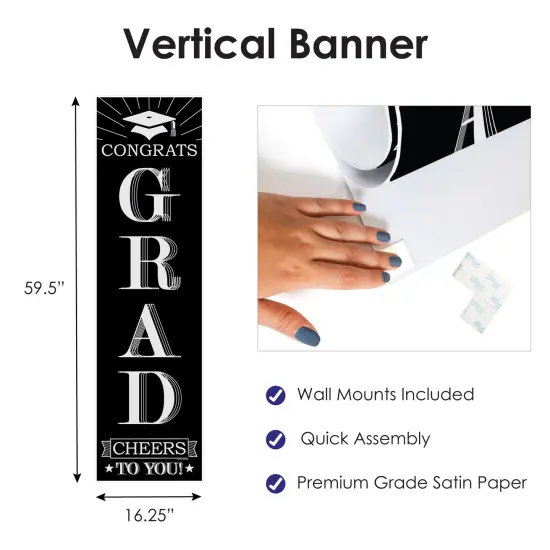 Big Dot of Happiness Graduation Cheers Party Door Decoration - Vertical Banner {4}