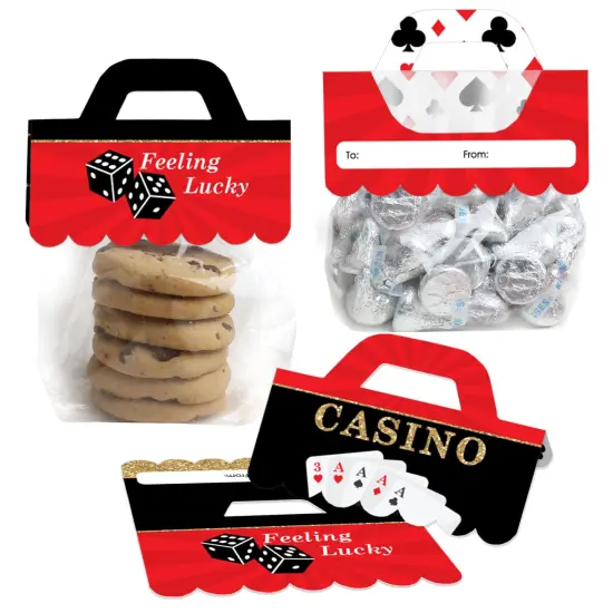 Big Dot of Happiness Las Vegas DIY Casino Party Clear Goodie Favor Bag Labels Candy Bags with Toppers Set of 24 {1}