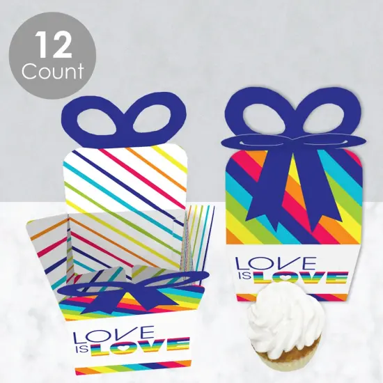 Big Dot of Happiness Love is Love - Pride - Square Favor Gift Boxes - Rainbow Party Bow Boxes - Set of 12 {4}