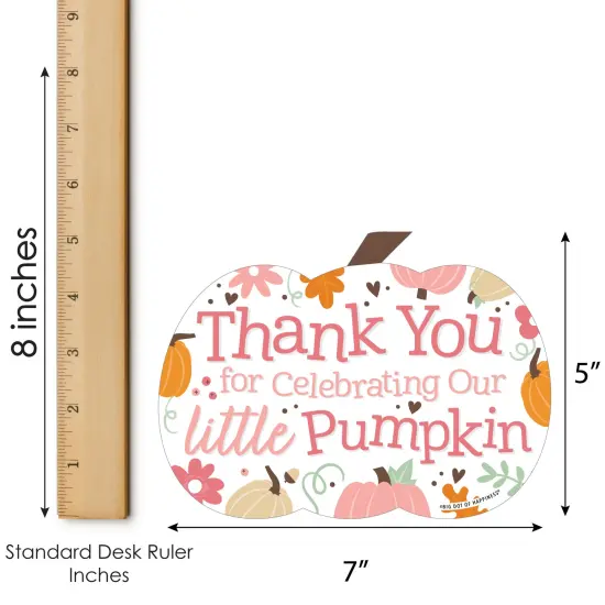 Big Dot of Happiness Girl Little Pumpkin - Shaped Thank You Cards - Fall Birthday Party or Baby Shower Thank You Note Cards with Envelopes - Set of 12 {7}