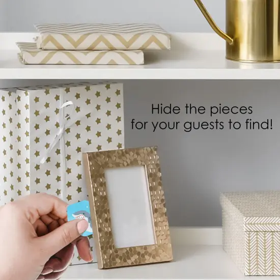 Big Dot of Happiness Shark Zone - Jawsome Shark Party or Birthday Party Scavenger Hunt - 1 Stand and 48 Game Pieces - Hide and Find Game {4}