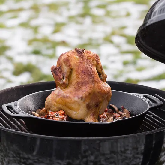 Petromax Poultry Roaster Pan, Cast Iron Roasting Cookware for Oven or Grill, 11.8" x 11.8" x 3.9" with Handles and Pour Spout {5}