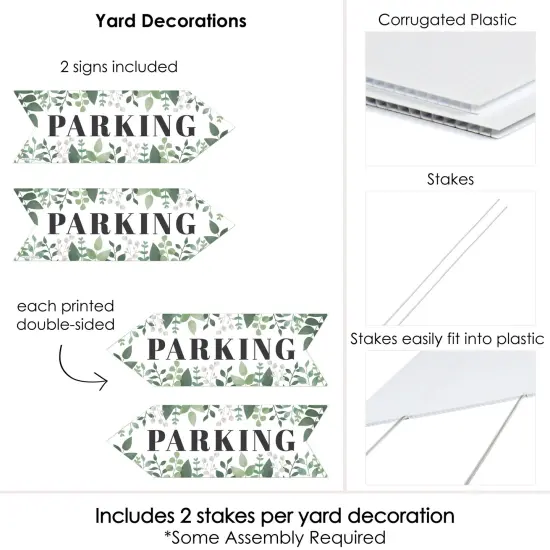 Big Dot of Happiness Boho Botanical Wedding Parking Signs - Greenery Wedding Sign Arrow - Double Sided Directional Yard Signs - Set of 2 Parking Signs {6}