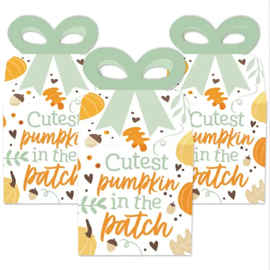 Big Dot of Happiness Little Pumpkin - Square Favor Gift Boxes - Fall Birthday Party or Baby Shower Bow Boxes - Set of 12 {3}