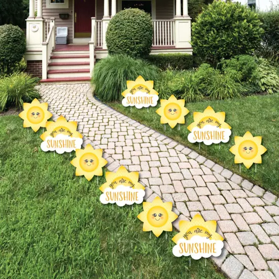 Big Dot of Happiness You are My Sunshine - Sun and Cloud Lawn Decorations - Outdoor Baby Shower or Birthday Party Yard Decorations - 10 Piece {1}