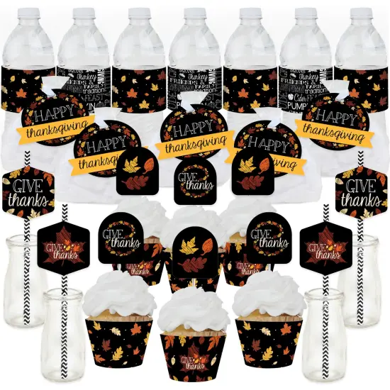 Big Dot of Happiness Give Thanks - Thanksgiving Party Favors and Cupcake Kit - Fabulous Favor Party Pack - 100 Pieces {1}