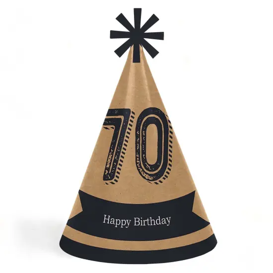 Big Dot of Happiness 70th Milestone Birthday - Cone Happy Birthday Party Hats for Adults - Set of 8 (Standard Size) {1}