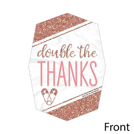 Big Dot of Happiness It's Twin Girls - Shaped Thank You Cards - Pink and Rose Gold Twins Baby Shower Thank You Note Cards with Envelopes - Set of 12 {4}