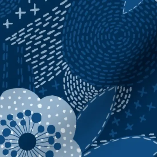 Various Fabrics by the Yard or Fat Quarter Blue Sashiko Hippie Bohemian Denim Peace Sign Japanese Inspired Custom Printed Fabric by Spoonflower {7}