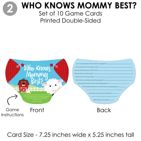 Big Dot of Happiness Farm Animals - 4 Barnyard Baby Shower Games - 10 Cards Each - Gamerific Bundle {7}
