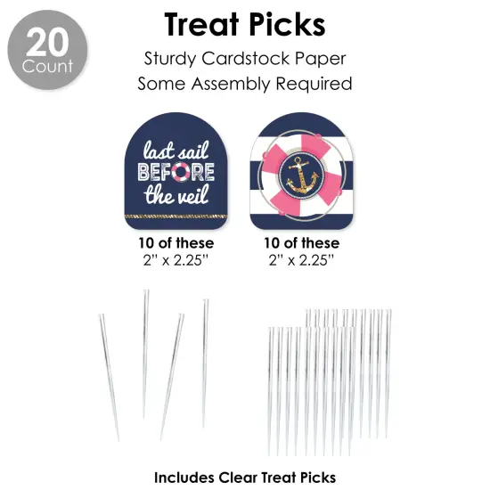 Big Dot of Happiness Last Sail Before The Veil - Nautical Bachelorette and Bridal Shower Favors and Cupcake Kit - Fabulous Favor Party Pack - 100 Pc {7}