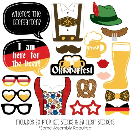 Big Dot of Happiness Oktoberfest - Beer Festival Photo Booth Props Kit - 20 Count {3}