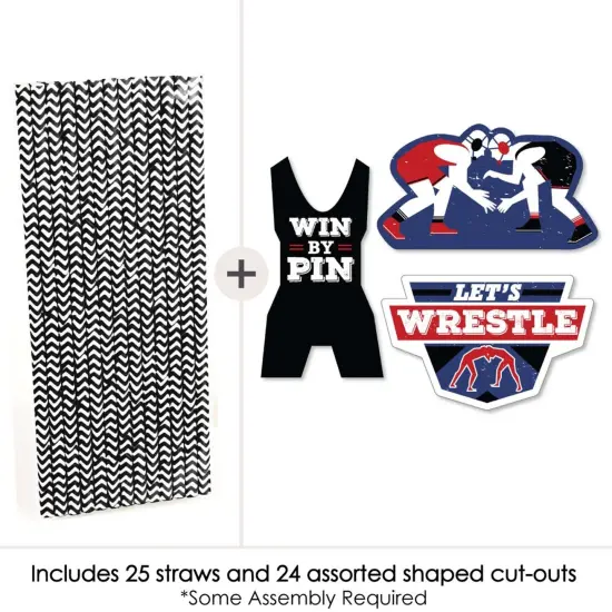 Big Dot of Happiness Own the Mat - Wrestling - Paper Straw Decor - Birthday Party or Wrestler Party Striped Decorative Straws - Set of 24 {3}