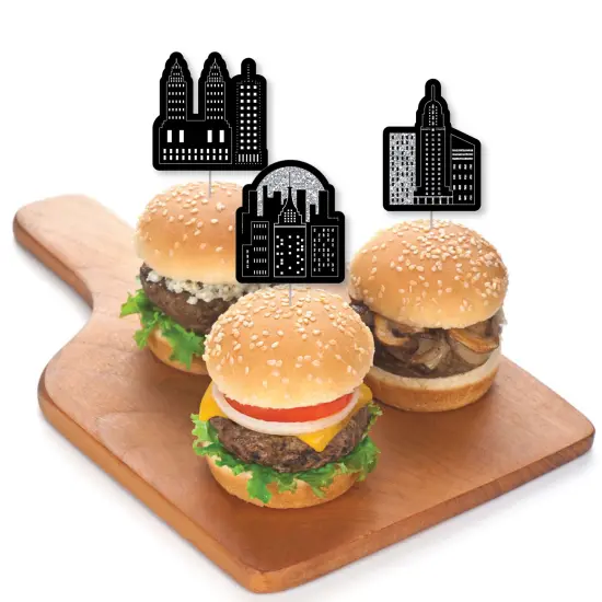 Big Dot of Happiness Nighttime City Skyline - Dessert Cupcake Toppers - New York Party Clear Treat Picks - Set of 24 {4}