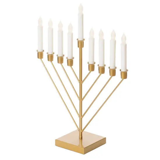 Nine Branch Electric Chabad Judaica Chanukah Menorah with LED Candle Design Candlestick Black {8}