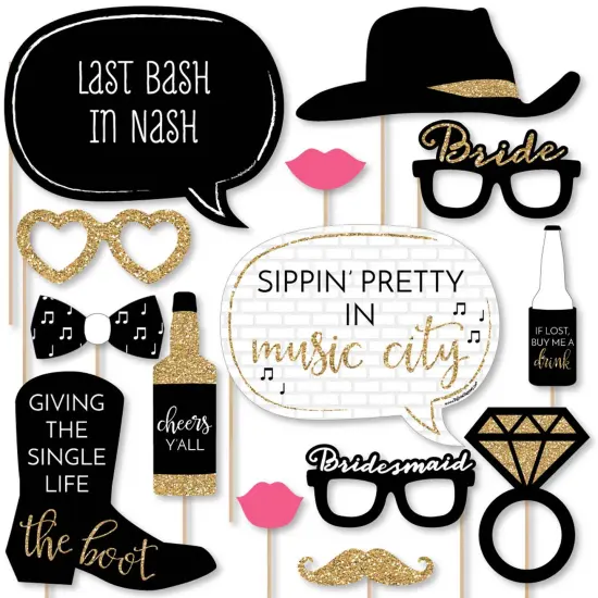 Big Dot of Happiness Nash Bash - Nashville Bachelorette Party Photo Booth Props Kit - 20 Count {1}