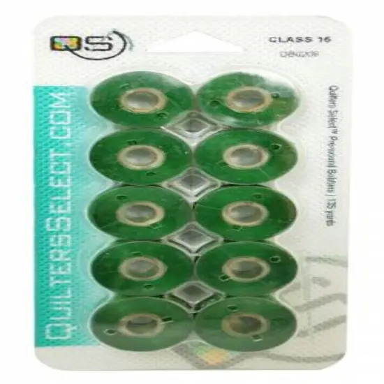 Quilters Select 0206 Wreath Green Prewound Bobbins for Class 15 Sewing Machines {2}