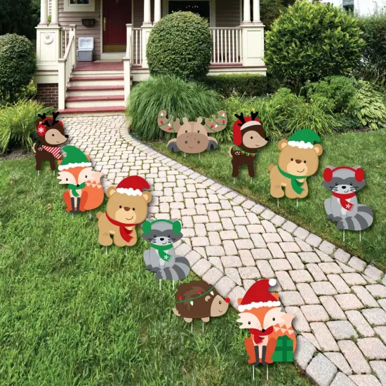 Big Dot of Happiness Woodland Christmas - Lawn Decorations - Outdoor Merry Christmoose Holiday Party Yard Decorations - 10 Piece {1}
