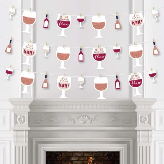 Big Dot of Happiness But First, Wine - Wine Tasting Party DIY Decorations - Clothespin Garland Banner - 44 Pieces {4}
