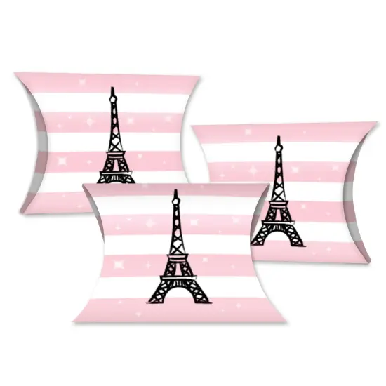 Big Dot of Happiness Paris, Ooh La La - Favor Gift Boxes - Paris Themed Baby Shower or Birthday Party Petite Pillow Boxes - Set of 20 {1}