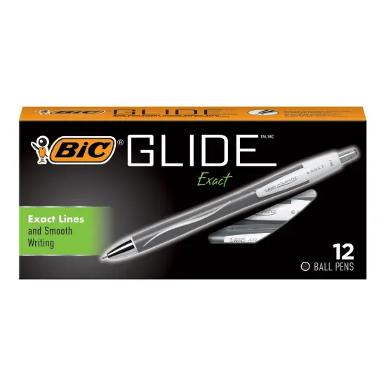 BIC Glide Exact Retractable Ball Point Pen, Black, 12 Pack {2}