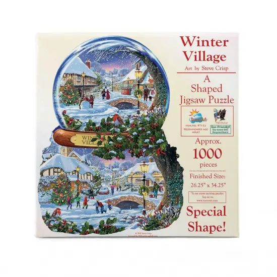 Sunsout Winter Village 1000 pc Special Shape Christmas Jigsaw Puzzle 97152 {4}