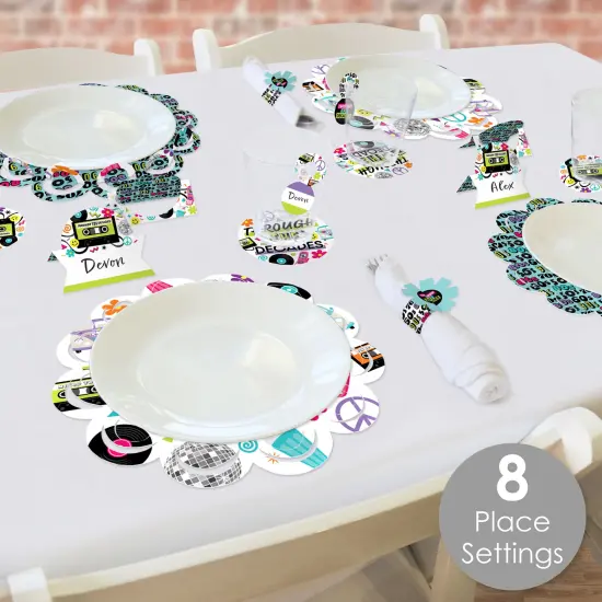 Big Dot of Happiness Through the Decades - 50s, 60s, 70s, 80s, and 90s Party Paper Charger and Table Decorations - Chargerific Kit Place Setting for 8 {3}