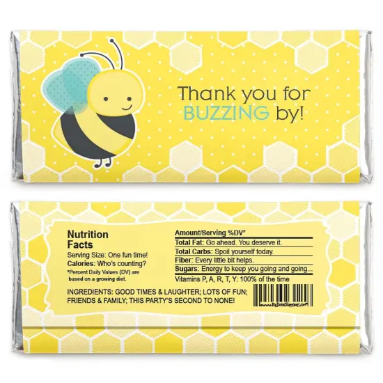 Big Dot of Happiness Honey Bee - Candy Bar Wrapper Baby Shower or Birthday Party Favors - Set of 24 {3}