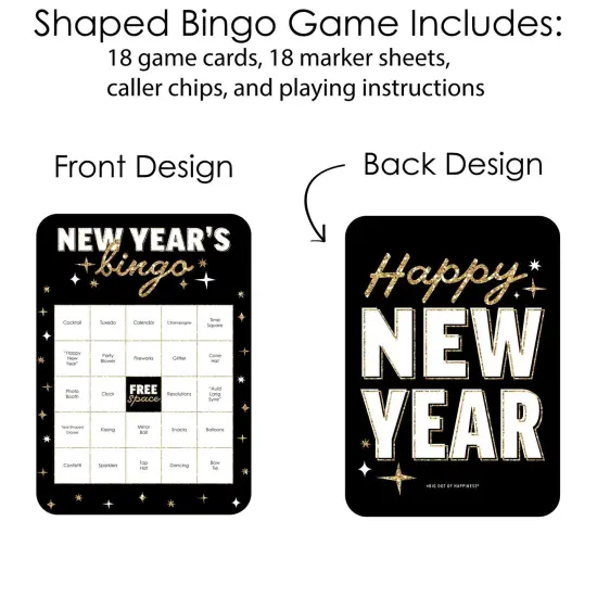 Big Dot of Happiness Hello New Year - Bar Bingo Cards and Markers - NYE Party Bingo Game - Set of 18 {4}