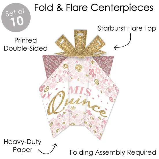 Big Dot of Happiness Mis Quince Anos - Table Decorations - Quinceanera Sweet 15 Birthday Party Fold and Flare Centerpieces - 10 Count {4}