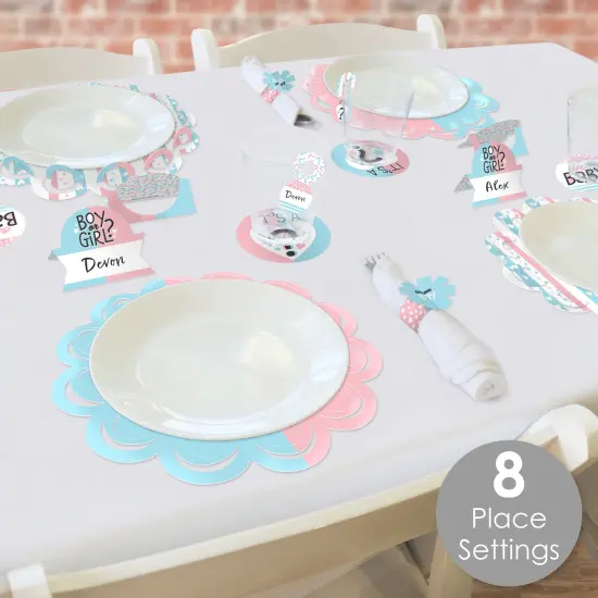 Big Dot of Happiness Baby Gender Reveal - Team Boy or Girl Party Paper Charger and Table Decorations - Chargerific Kit - Place Setting for 8 {3}