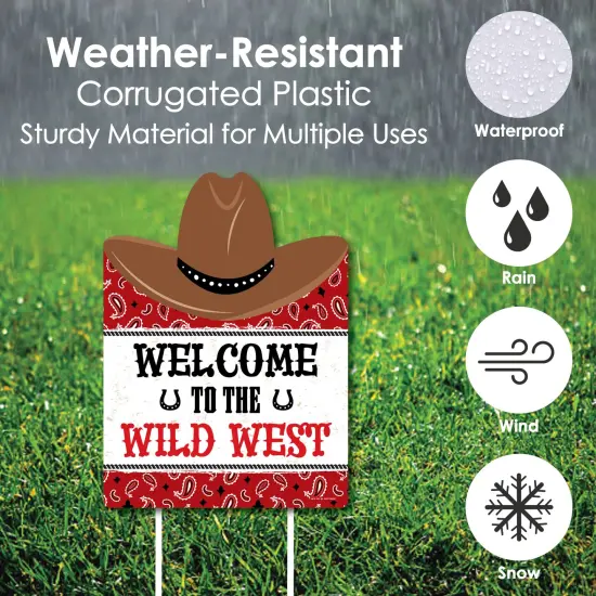 Big Dot of Happiness Western Hoedown - Party Decorations - Wild West Cowboy Party Welcome Yard Sign {4}