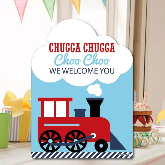 Big Dot of Happiness Railroad Party Crossing - Party Decorations - Steam Train Birthday Party or Baby Shower Welcome Yard Sign {7}