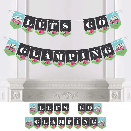 Big Dot of Happiness Let's Go Glamping - Camp Glamp Party Bunting Banner - Party Decorations {1}