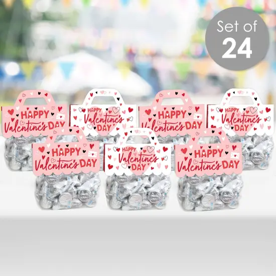 Big Dot of Happiness Happy Valentine's Day - DIY Valentine Hearts Party Clear Goodie Favor Bag Labels - Candy Bags with Toppers - Set of 24 {3}