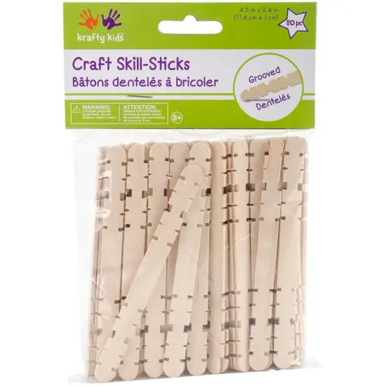 Krafty Kids Craft Skill Sticks-Natural 4.5" 80/Pkg {1}