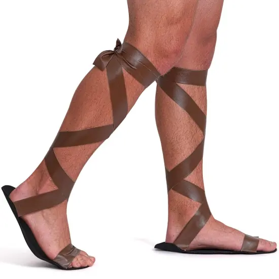 Brown Roman Lace Sandals - Greek Egyptian Gladiator Biblical Costume Sandal Shoes for Men and Women {4}