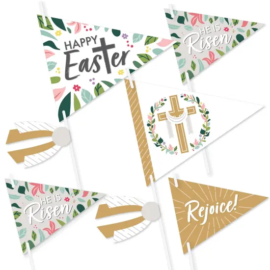 Big Dot of Happiness Religious Easter - Triangle Christian Holiday Party Photo Props - Pennant Flag Centerpieces - Set of 20 {1}