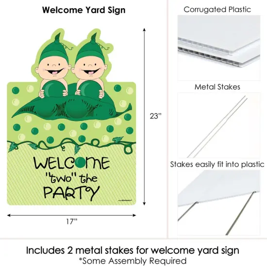 Big Dot of Happiness Double the Fun - Twins Two Peas in a Pod - Party Decorations - Baby Shower or First Birthday Party Welcome Yard Sign {7}