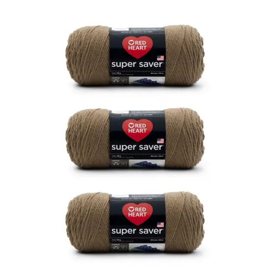 Red Heart Super Saver Café Latte Yarn - 3 Pack of 198g/7oz - Acrylic - 4 Medium (Worsted) - 364 Yards - Knitting/Crochet {1}
