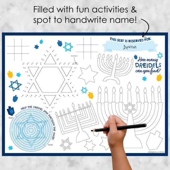 Big Dot of Happiness Hanukkah Menorah - Paper Chanukah Holiday Party Coloring Sheets - Activity Placemats - Set of 16 {3}