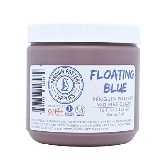 Penguin Pottery - Specialty Series - Floating Blue - Mid Fire Glaze, High Fire Glaze, Cone 5-6 for Mid Fire Clay, High Fire Clay - Ceramic Glaze Pottery (1 Pint | 16 oz | 473 ml) {6}