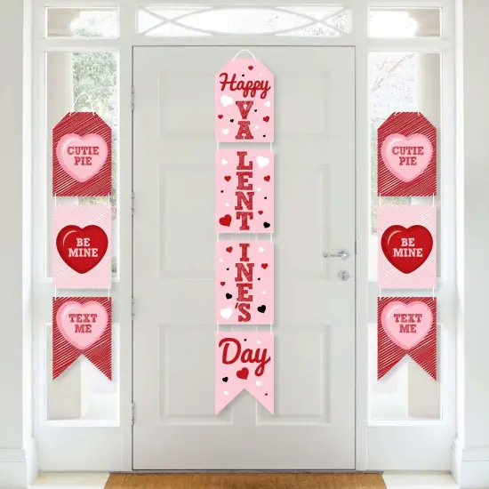 Big Dot of Happiness Conversation Hearts - Hanging Vertical Paper Door Banners - Valentine's Day Party Wall Decoration Kit - Indoor Door Decor {1}