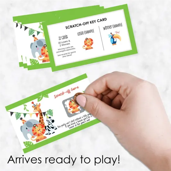Big Dot of Happiness Jungle Party Animals - Safari Zoo Animal Birthday Party or Baby Shower Game Scratch Off Cards - 22 Count {3}
