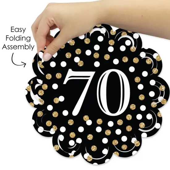 Big Dot of Happiness Adult 70th Birthday - Gold - Birthday Party Round Table Decorations - Paper Chargers - Place Setting For 12 {6}