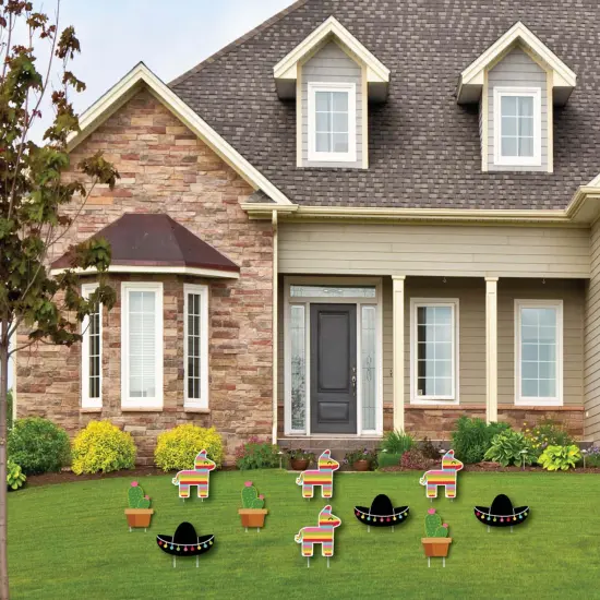 Big Dot of Happiness Let's Fiesta - Pinata, Cactus and Sombrero Lawn Decorations - Outdoor Fiesta Party Yard Decorations - 10 Piece {3}